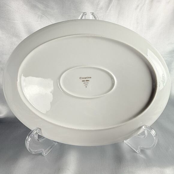 Vtg Starburst Oval Serving Platter and Bowl Creative Fine China 1014 Platinum - Picture 4 of 13
